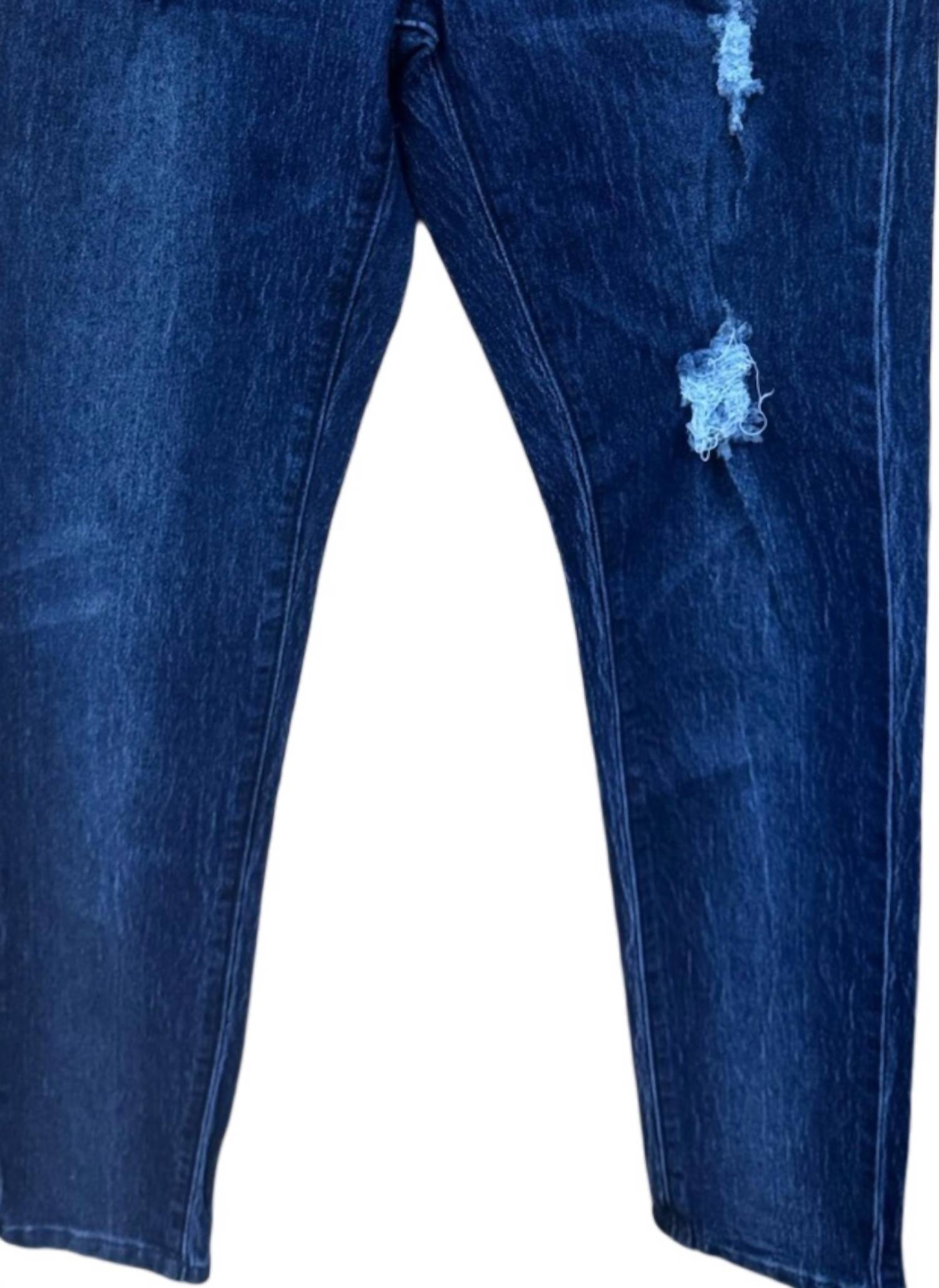 umgee Women's Distressed Skinny Jeans in dark blue - women's jeans - alternate view