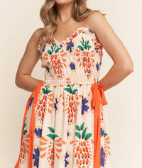 J.Nna - La Brisa Floral Print Smocked Midi Dress