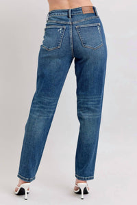 Judy Blue High Waisted Rigid Magic Non-destroy Straight Jeans in dark wash - women's jeans - alternate view