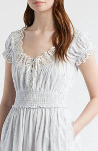 LoveShackFancy Emie Midi Dress in blue - women's dress - detail view