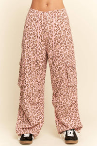 Davi & Dani - Animal Washed Leopard Denim Elastic Pants
