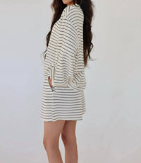 Klesis - Juliette Relaxed Striped Long Sleeve & Shorts Lounge Set