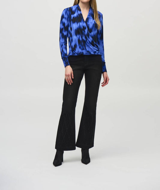 Joseph Ribkoff - Silky Knit Abstract Print Wrap Top