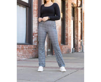Julia Rose Felicity Plaid Bootcut Leggings - 30" in grey - women's pants - alternate view
