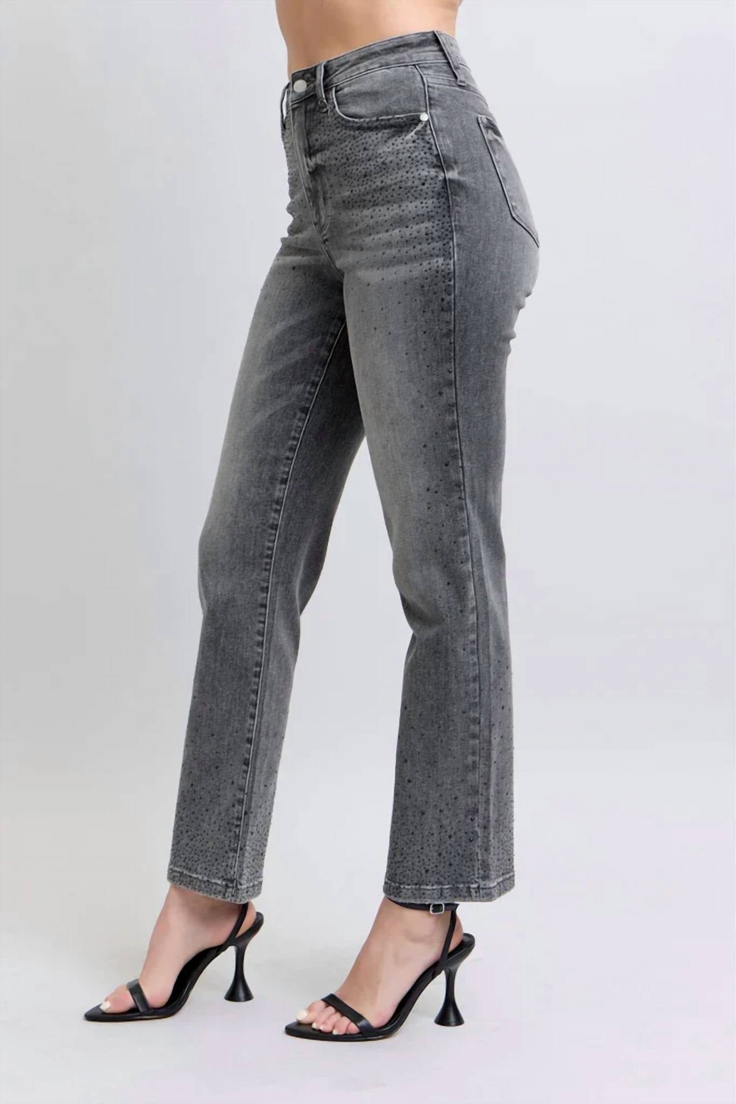 Judy Blue - Rhinestone Detail Straight Jeans