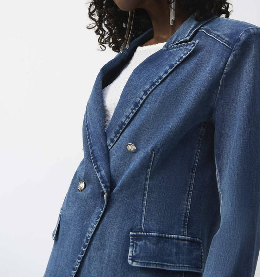Joseph Ribkoff - Stretch Denim Double-breasted Blazer
