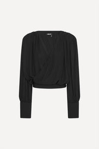 ROTATE Women's Long Sleeve V-neck Top in black - women's blouse