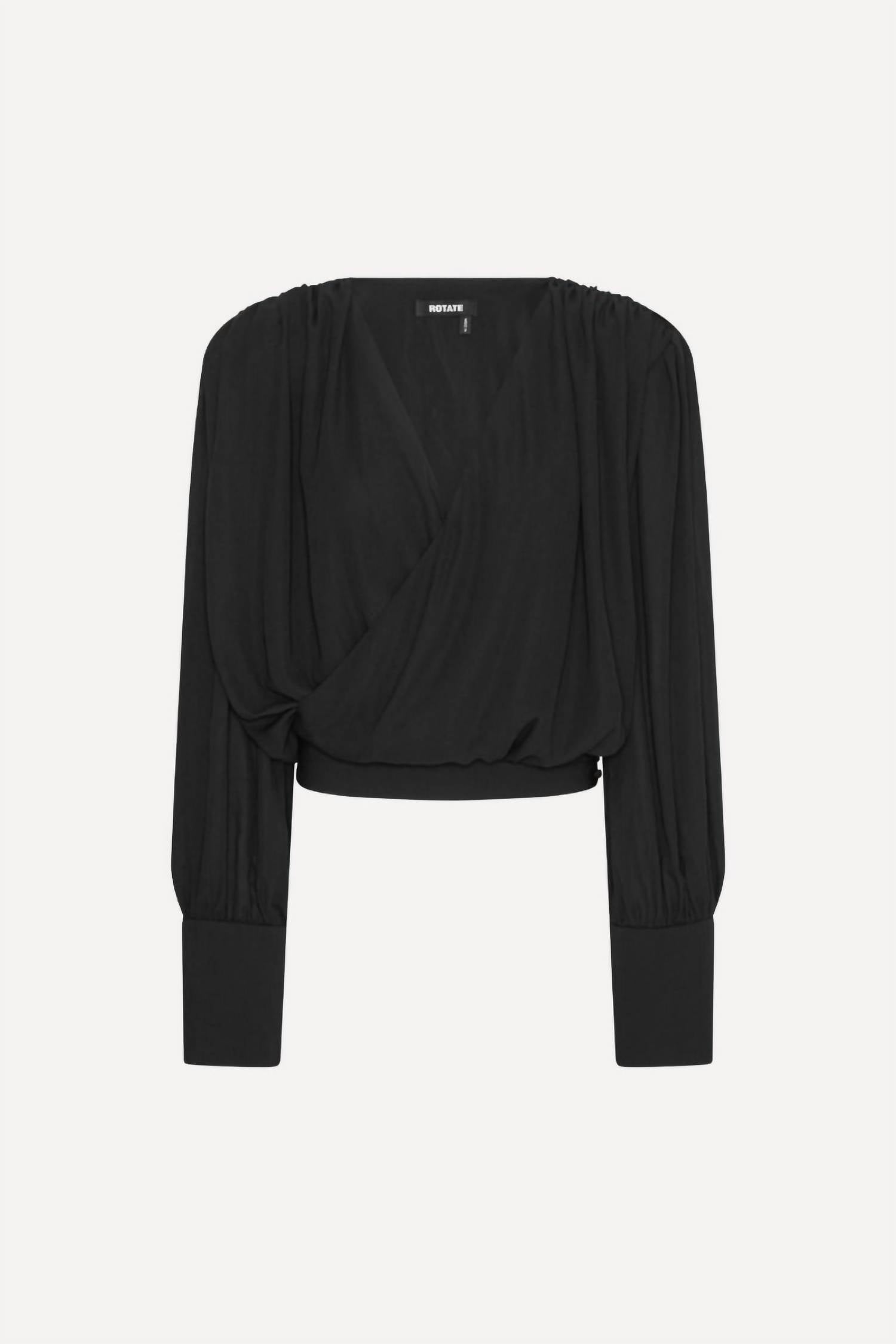 ROTATE Women's Long Sleeve V-neck Top in black - women's blouse