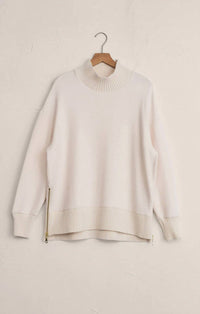 Z Supply Sable Luxe Rib Mock Neck Sweatshirt in warm white - women's top - view 6