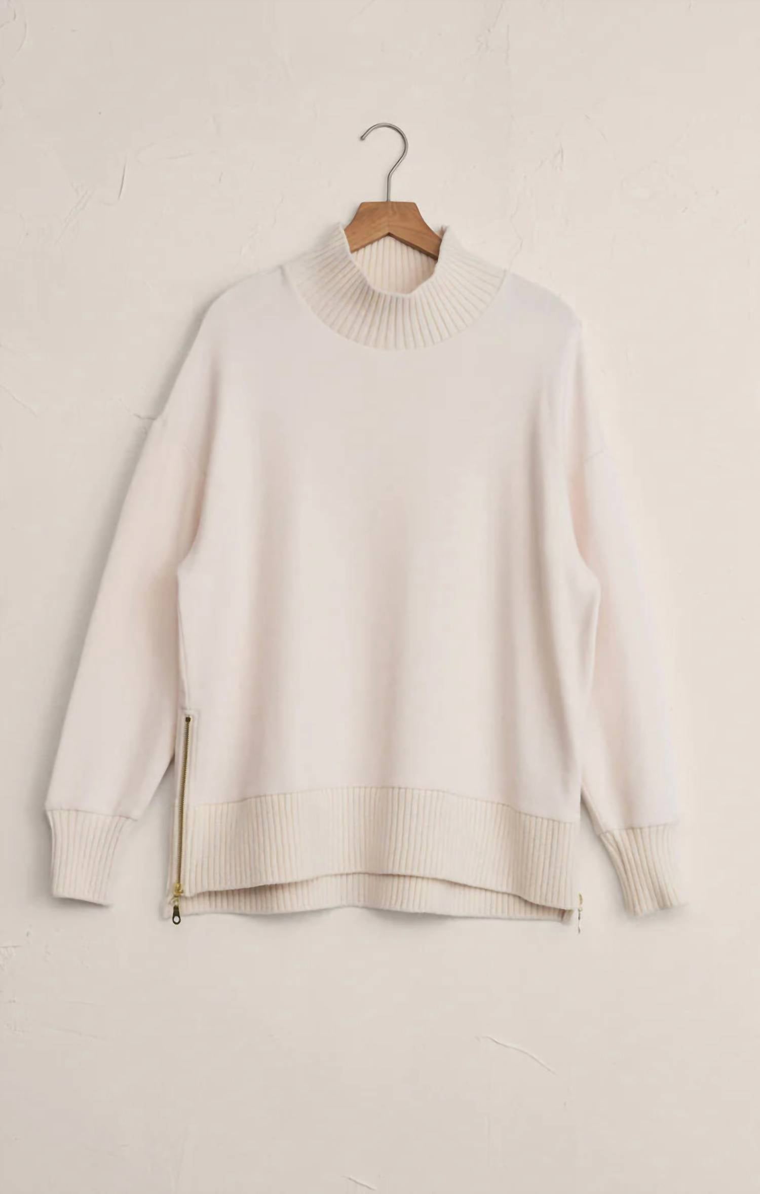 Z Supply Sable Luxe Rib Mock Neck Sweatshirt in warm white - women's top - view 6