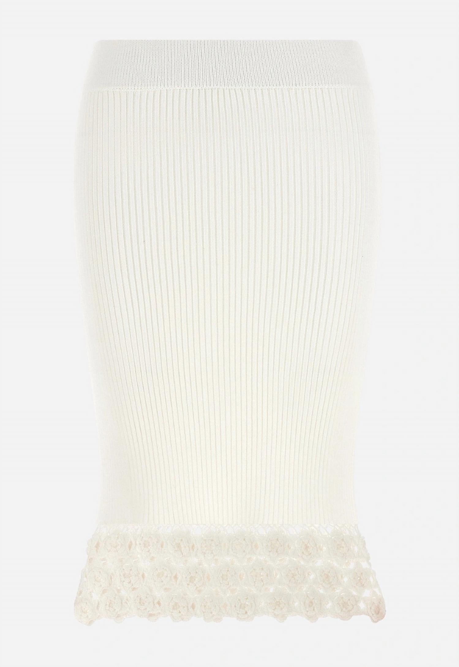 Ganni - Women's Fine cotton rib crochet skirt