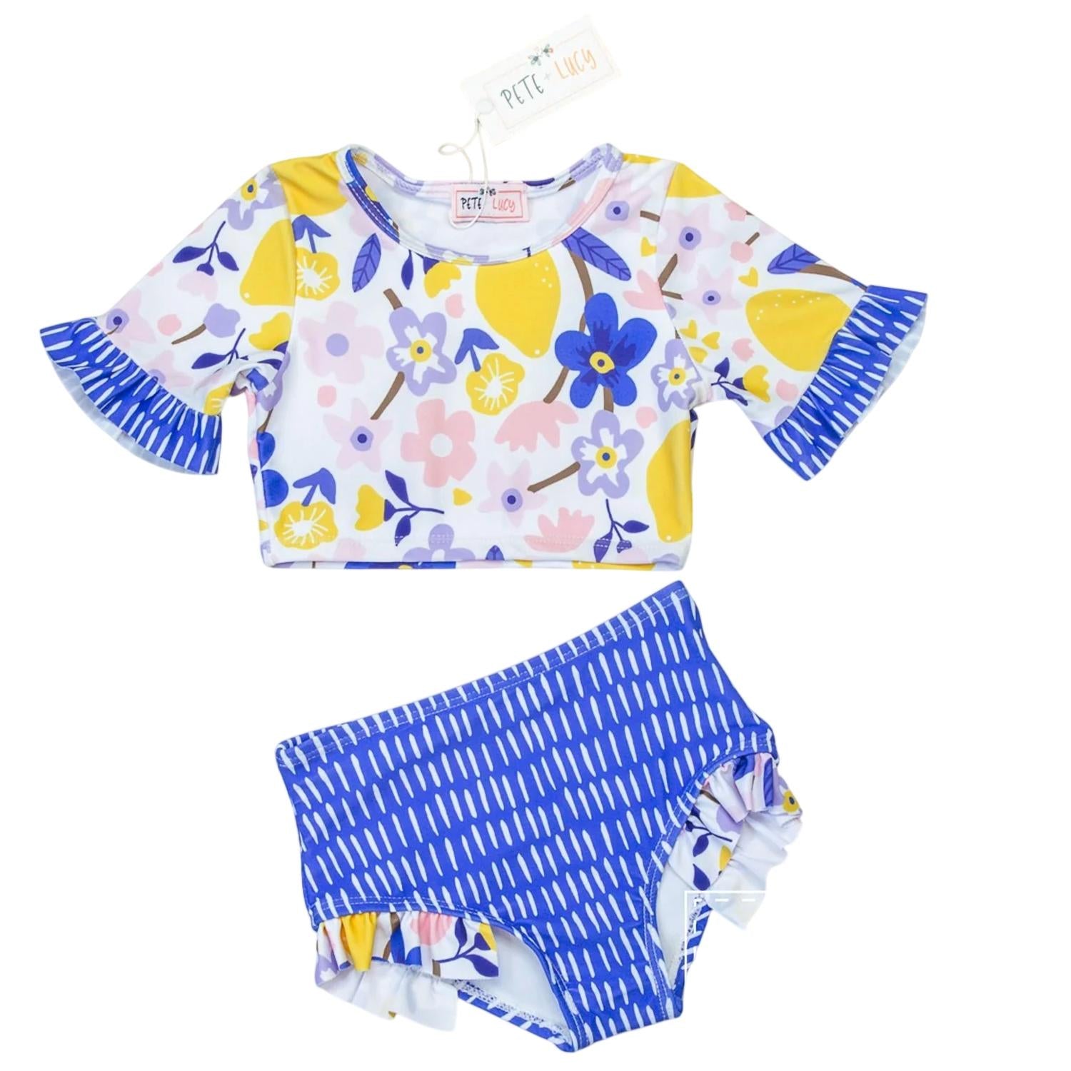 Pete + Lucy - Girls Lemon Twist Two Piece Swimsuit