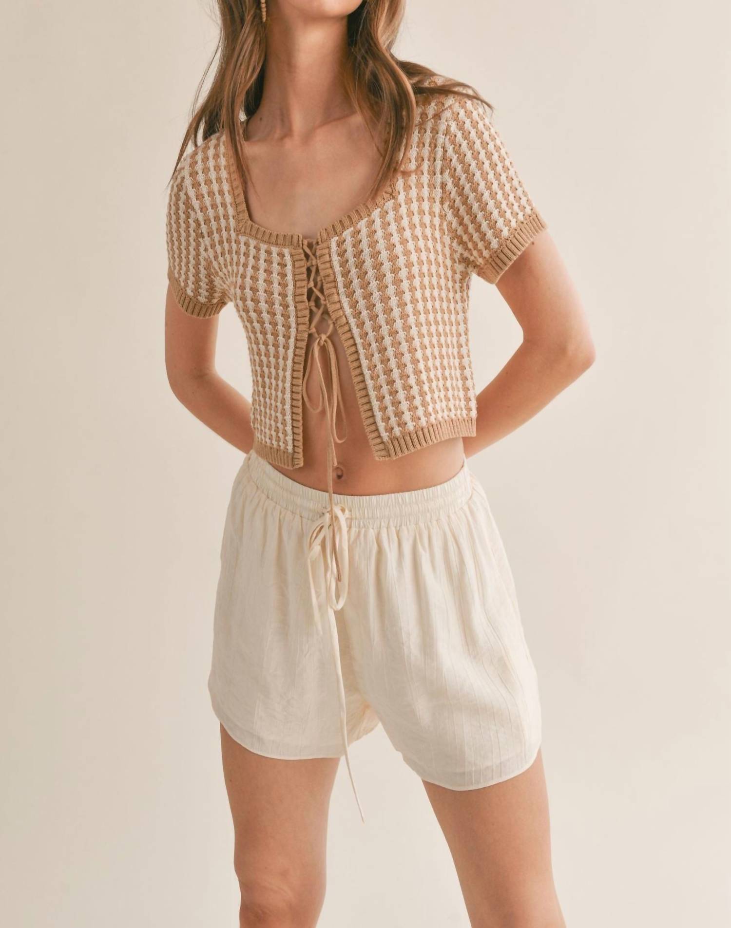 Sage The Label - Amore Lace Up Front Crop Sweater