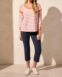 Tribal - 3/4 Sleeve Boat Neck Top