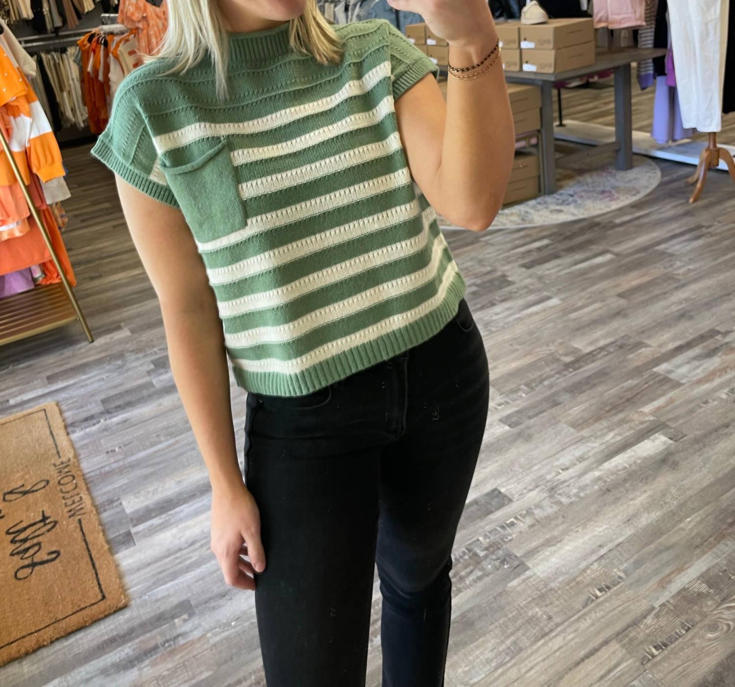 Peach Love - Striped Sweater Vest