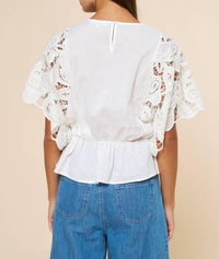 Lalavon - Lace Eyelet Blouse