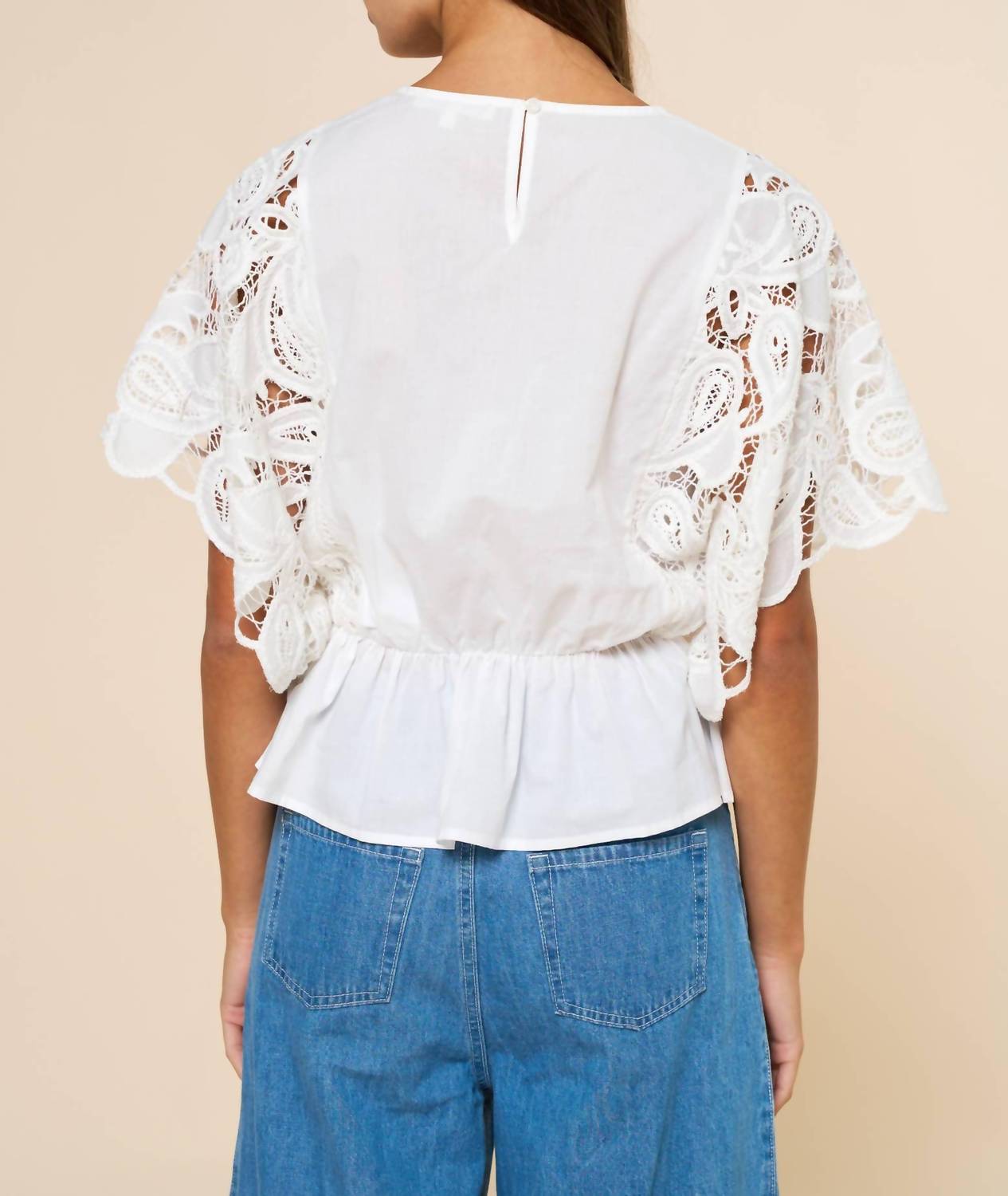 Lalavon - Lace Eyelet Blouse