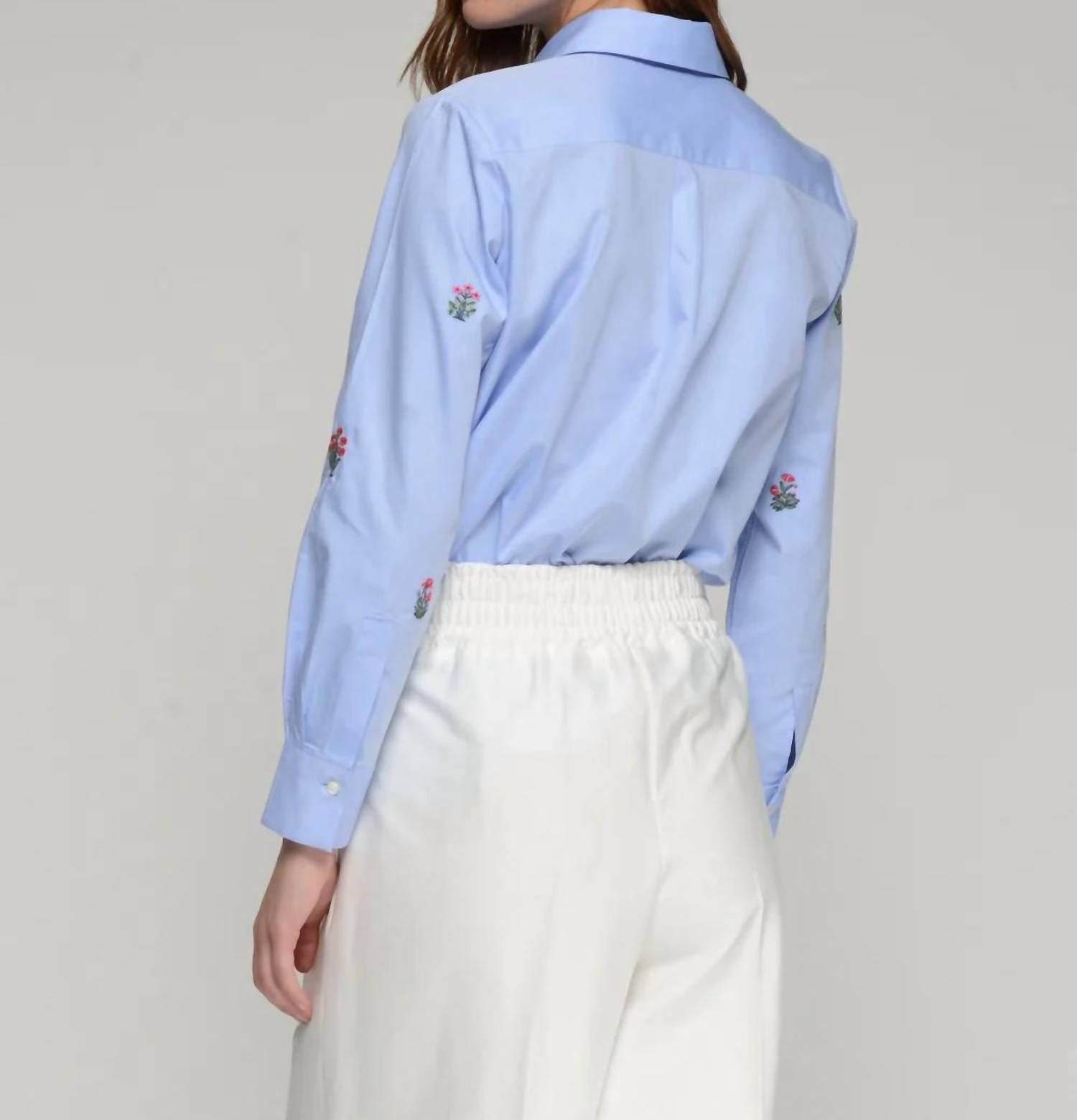 Vilagallo - Floral Embroidery Classic Cut Shirt
