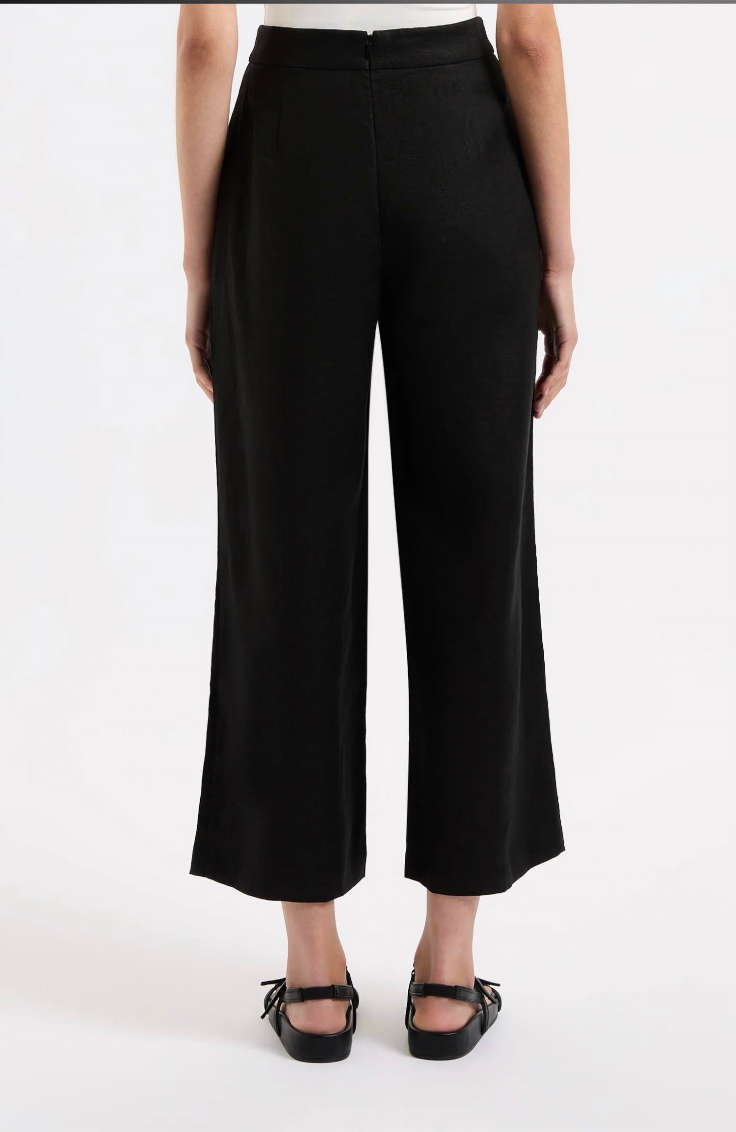 Nude Lucy Thilda Linen Culotte Pants in black - women's pants - detail view