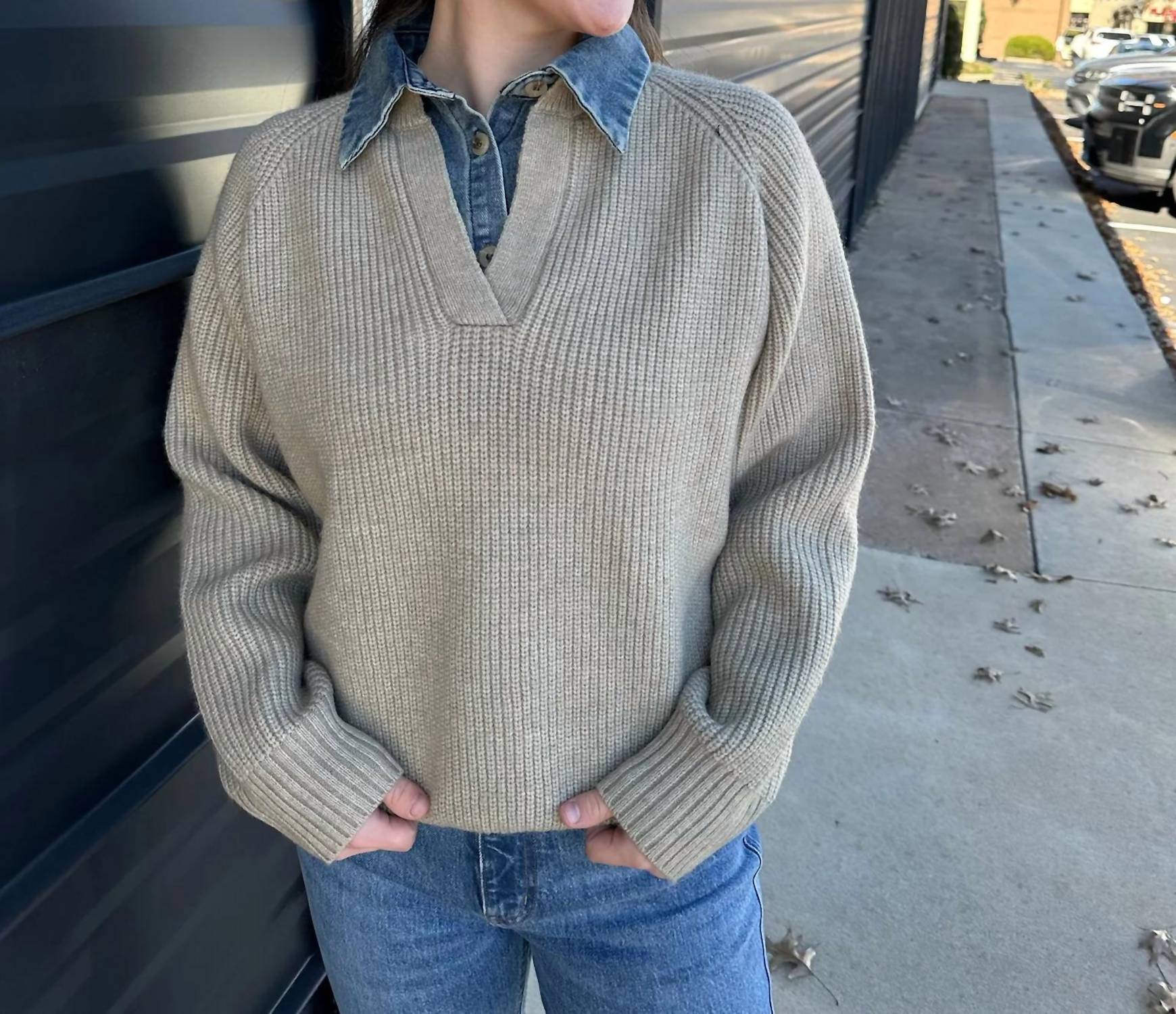 Line And Dot - Teena Long Sleeve Textured Sweater