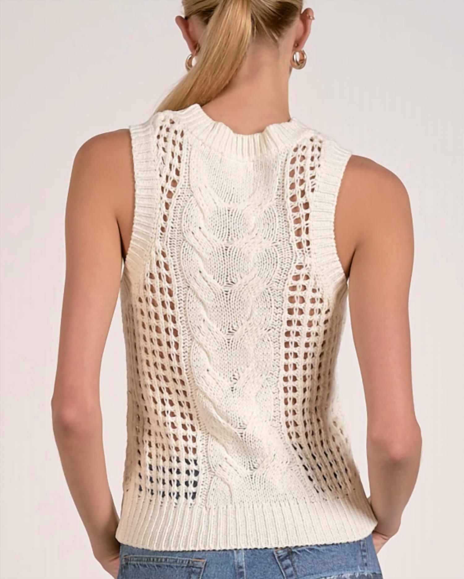 Elan - Open Knit Sleeveless Sweater Tank