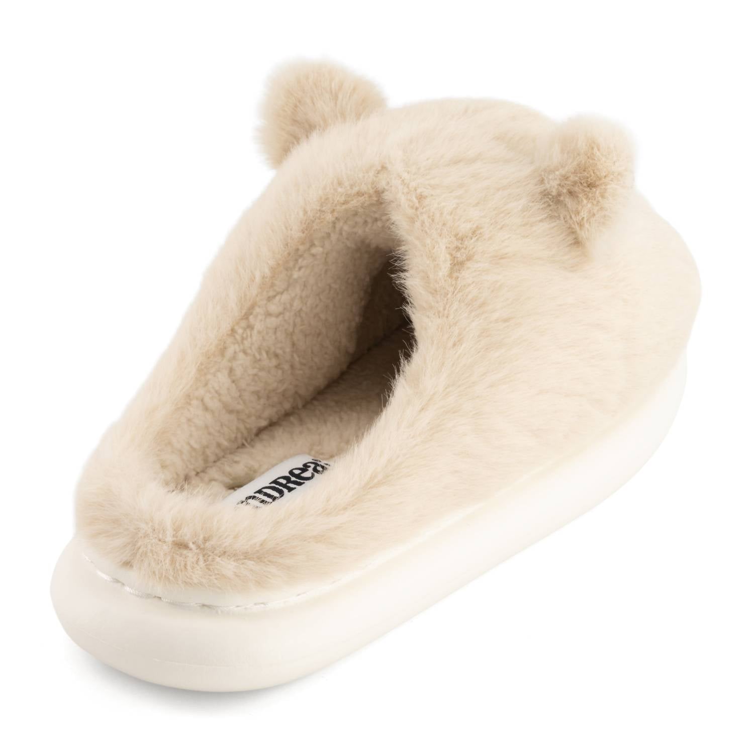 Andrea Women’s Cozy Animal Slippers With Plush Faux Fur in beige - women's shoe - alternate view