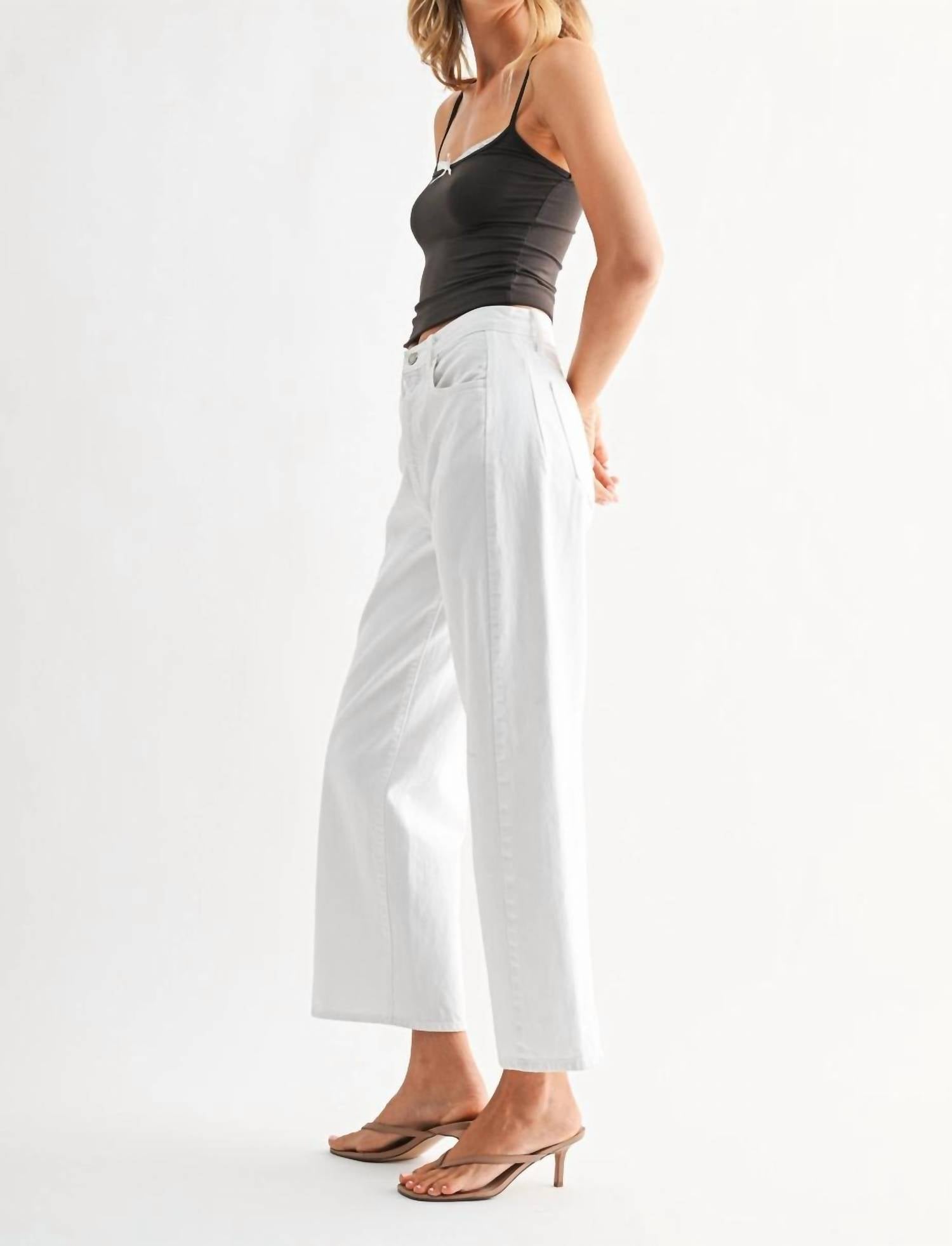 JUST BLACK DENIM Slim Barrel Jean in white - women's jeans - alternate view