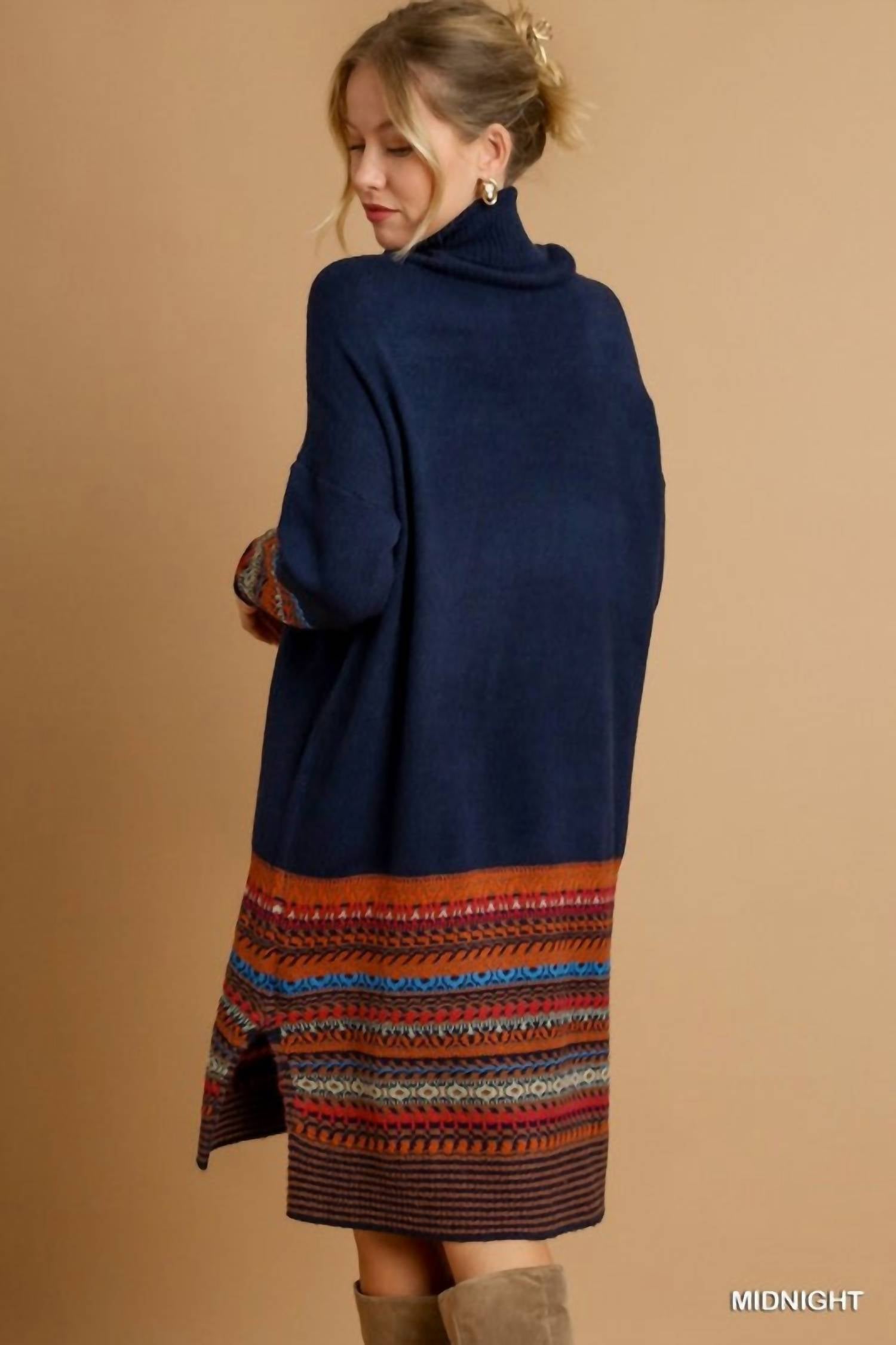 Style U - Giselle Fair Isle Turtleneck Knit Dress