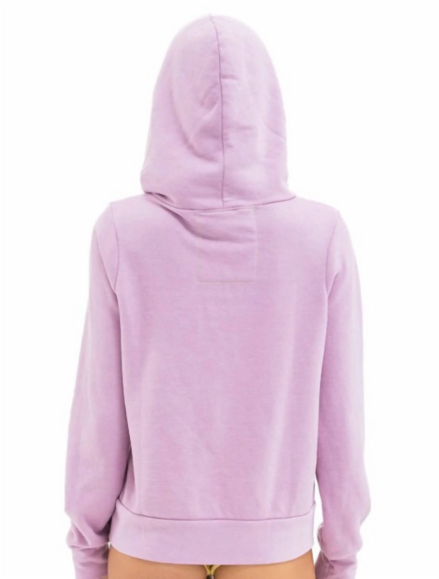 AVIATOR NATION Five Stripe Zip Hoodie in mauve white neon - women's top - view 4