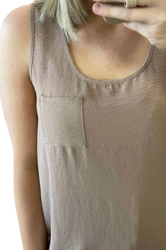 Mittoshop - Scoop Neck Pocket Tank Top