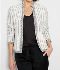 Nic + Zoe PINSTRIPE NOTCH COLLAR KNIT JACKET in black multi - women's jacket