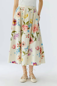 Oui - Floral Print Midi Skirt