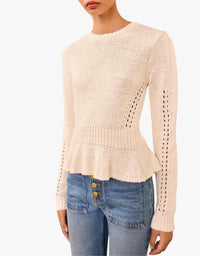 Ulla Johnson - Aurelie Long Sleeve Peplum Pullover Sweater
