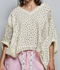 POL Floral Sheer Top in ivory - women's shirt