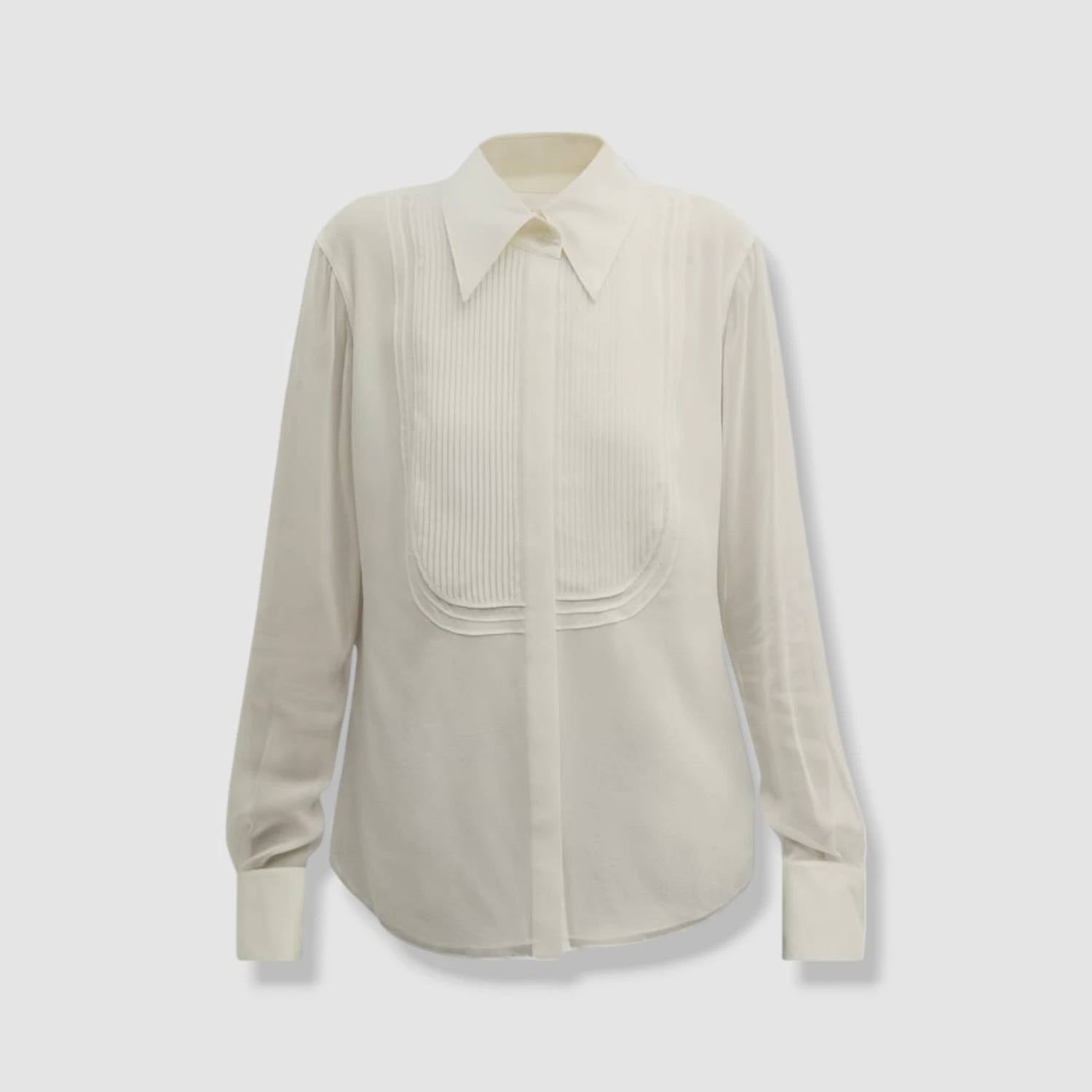 Lafayette 148 - Silk Button Down Tuxedo Blouse