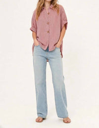 Q2 - Oversized Striped Poplin Blouse With Starfish Buttons