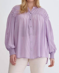 Entro - Sara Curve Pleated Detail Button Up Blouse