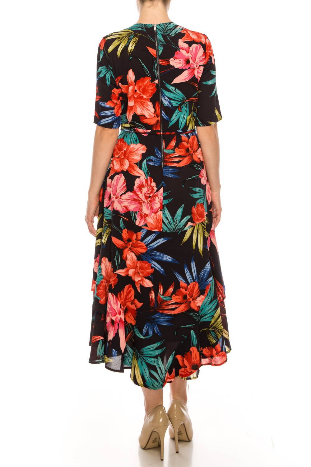 Maison Tara - Floral Illusion Wrap Midi Dress