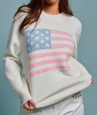 Urban Daizy - Vintage Flag Relaxed Soft Knit Sweater