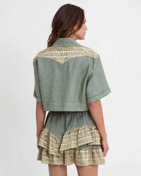 Greek Archaic Kori - Classic Triangle Cropped Pleates Shirt