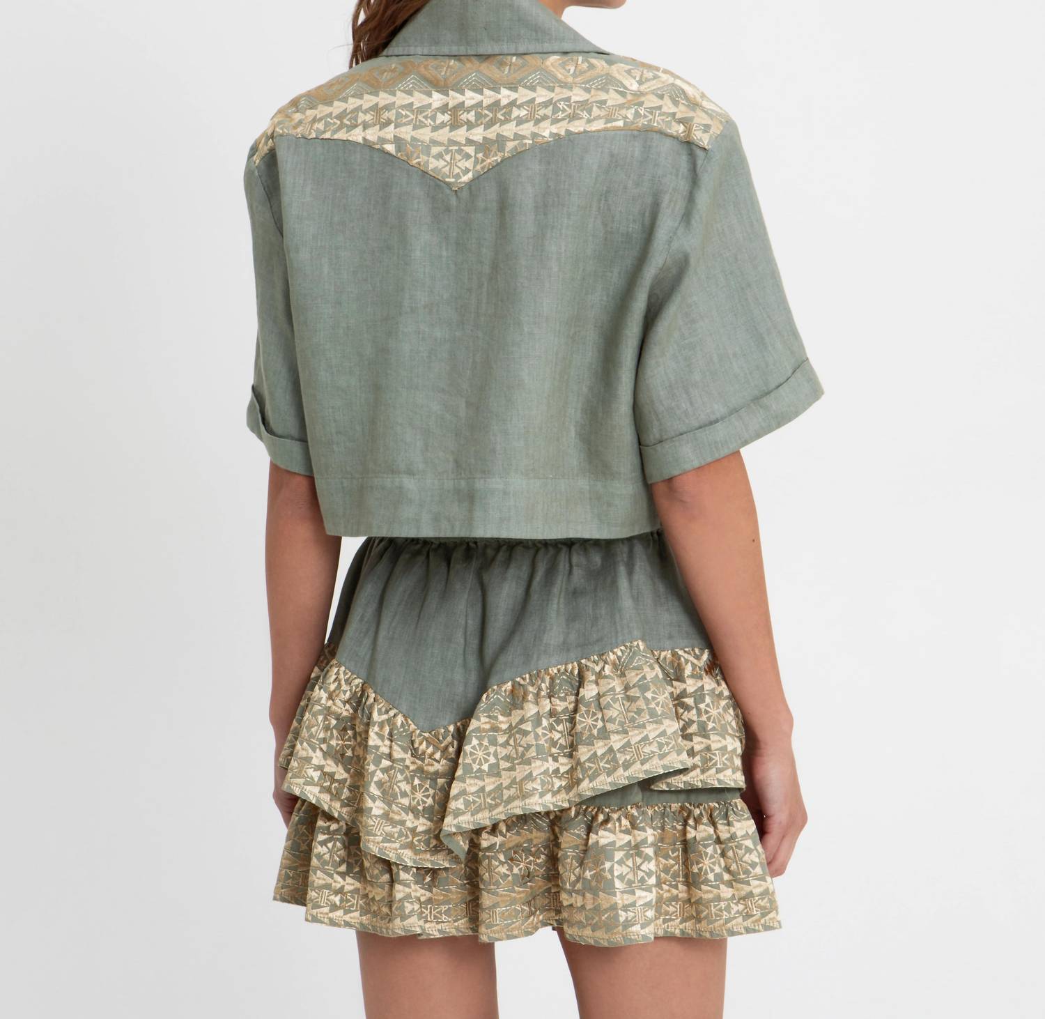 Greek Archaic Kori - Classic Triangle Cropped Pleates Shirt