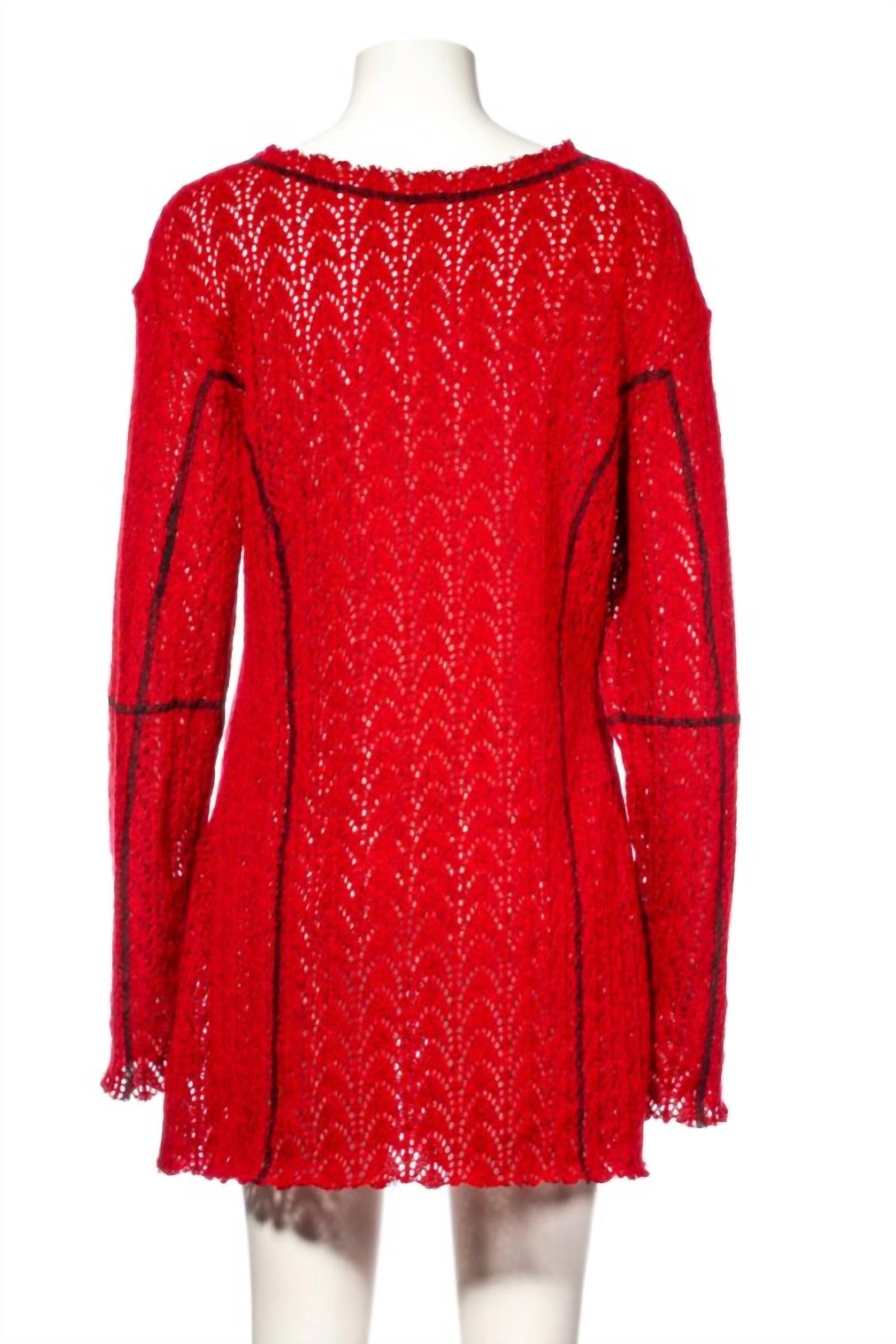 Western F.A.S.H.I.O.N - Punk Knit Red Long Sweater Dress