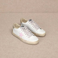 Mi.Im - Women's Low Top Lace Up Sneakers With Pink Star