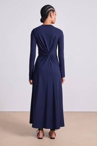 APIECE APART Long Sleeve Volta Midi Dress in navy - women's dress - detail view