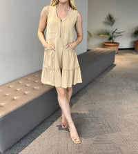 Carole Christian - Women's Ruffle Pocket Zip Dress