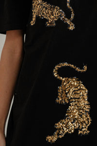 Blue B - Embellished Sequin Tiger T-Shirt