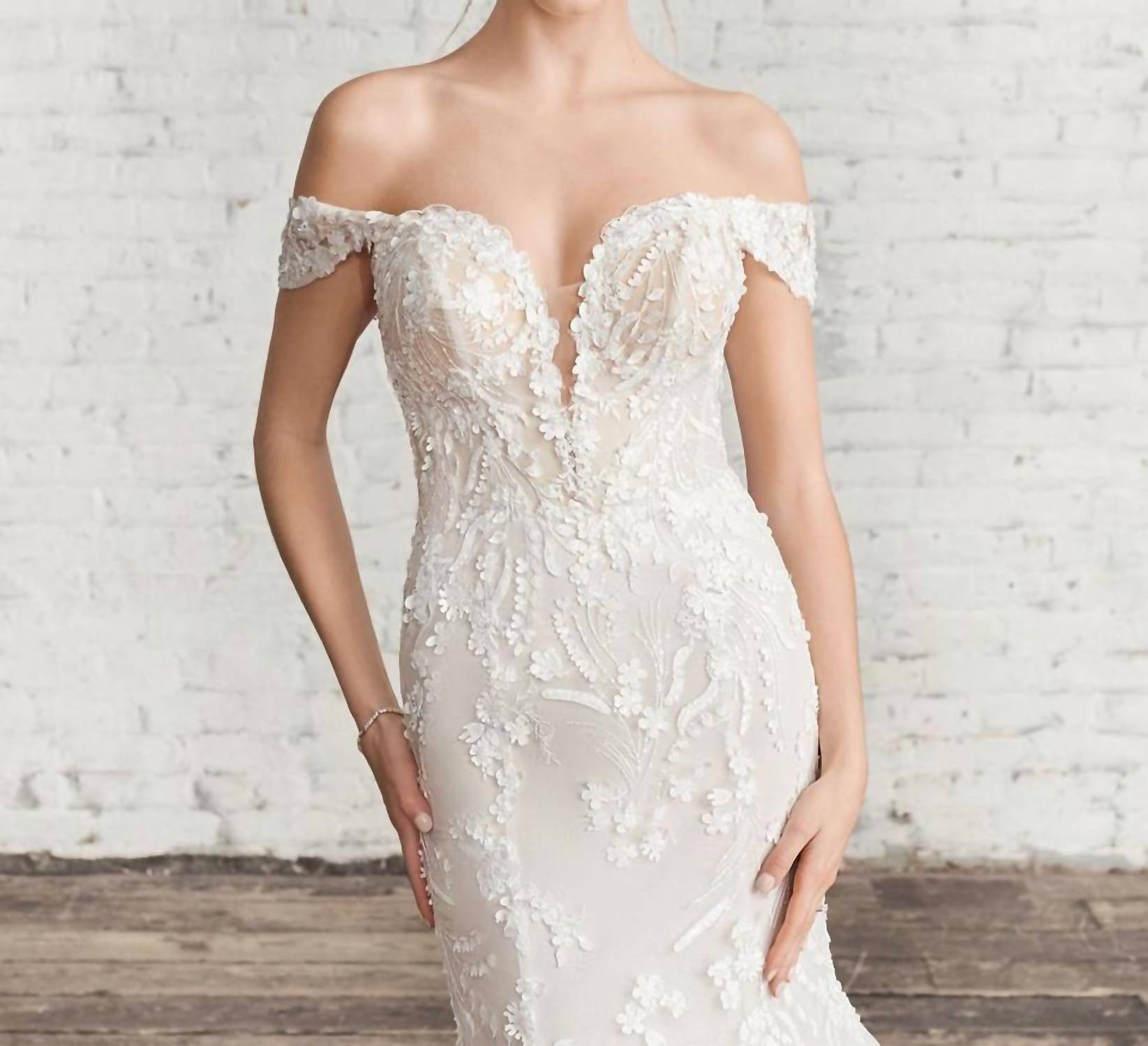 Kenneth Winston Off-shoulder Floral Fit And Flare Gown in ivory - women's dress - alternate view