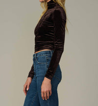 Joe's Jeans Tony Long Sleeve Velvet Top in cacao - women's long sleeve top - alternate view