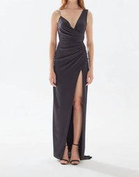 Tarik Ediz - Betty Asymmetrical Shouldered Draped Taffeta Dress