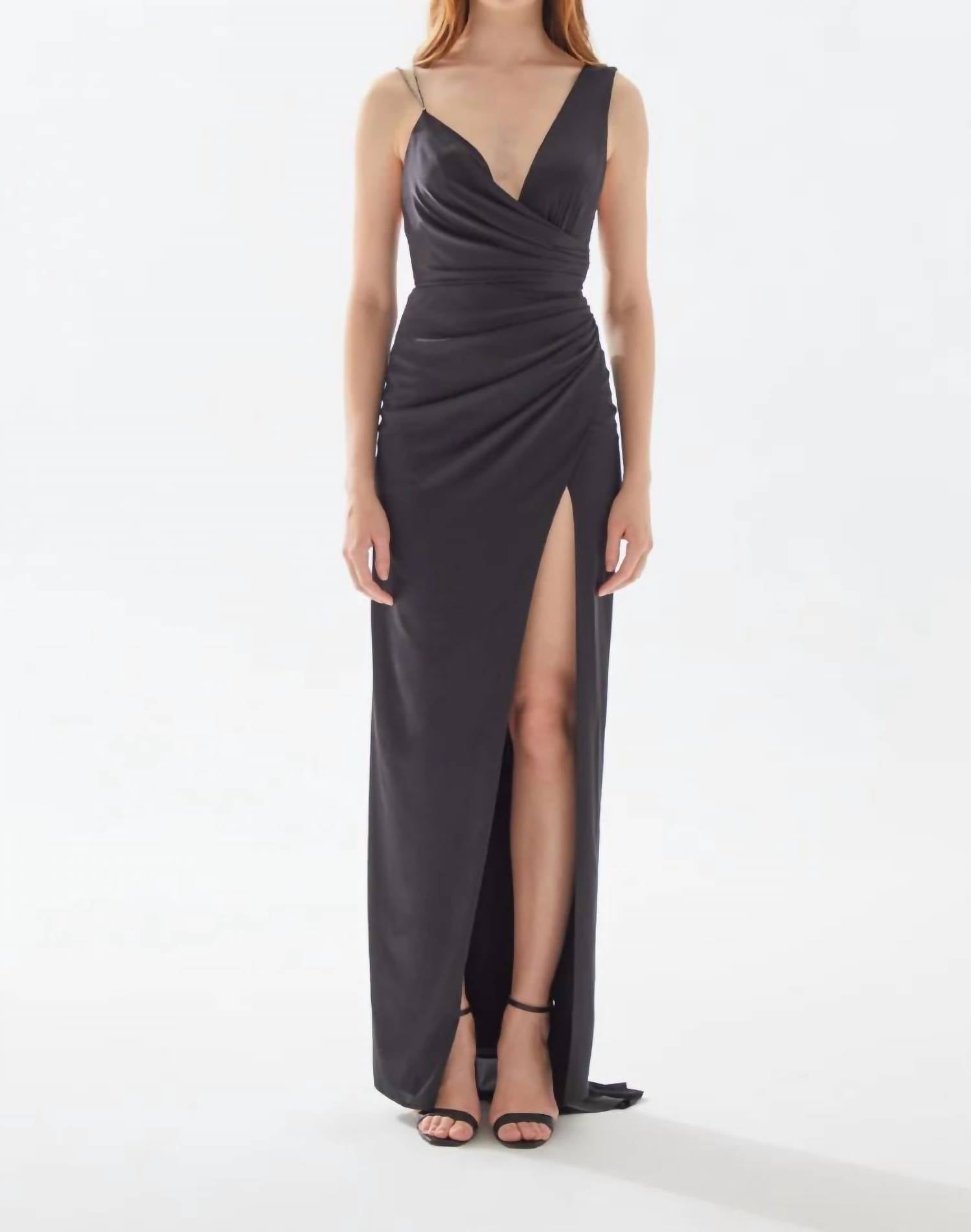 Tarik Ediz - Betty Asymmetrical Shouldered Draped Taffeta Dress